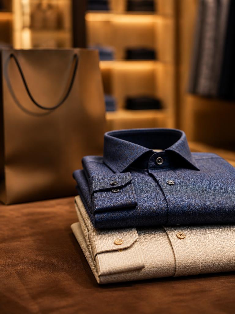Camisas dobladas en una tienda de ropa